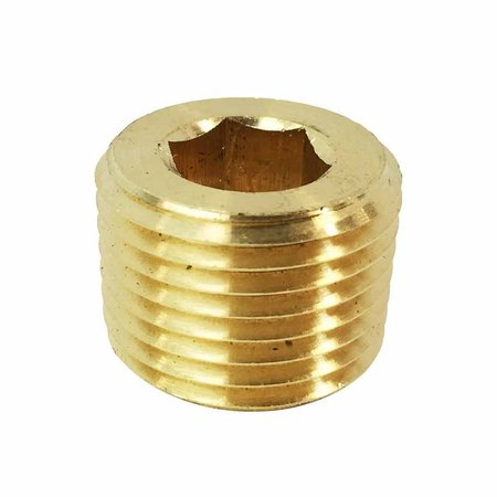 INTERSTATE PNEUMATICS Brass Hex Headless Plug 1/4 Inch NPT Male FPP42B